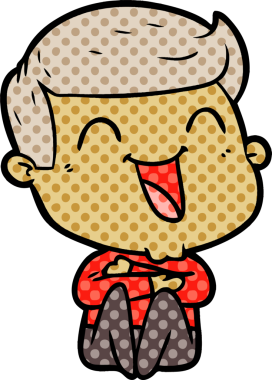 Bir insan tarafından çizilmiş gülen çizgi film adamı.