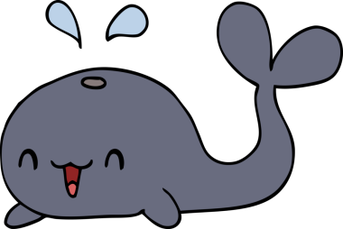 Bir insan tarafından çizilmiş mutlu bir balina.