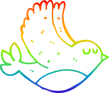 gökkuşağı gradyan çizgi çizimi bir insan tarafından çizilmiş uçan kuş