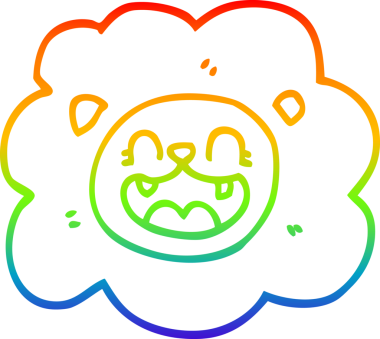 gökkuşağı gradyan çizgi çizimi bir insan tarafından çizilmiş bir aslan