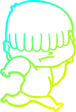 Bir insan tarafından çizilmiş dağınık saçlı bir çizgi film çocuğu çizimi.