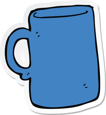 Bir insan tarafından çizilmiş bir karikatür bardağının çıkartması.