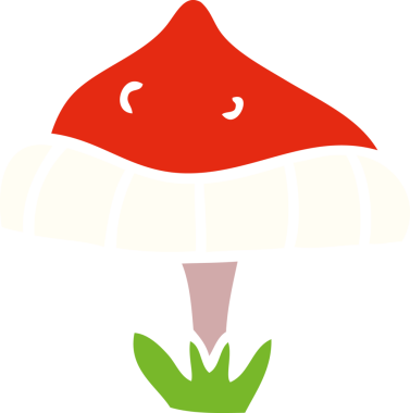 Bir insan tarafından çizilmiş tek bir mantarın el çizimi karikatürü