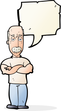 Bir insan tarafından çizilmiş, bıyıklı kızgın bir adam.