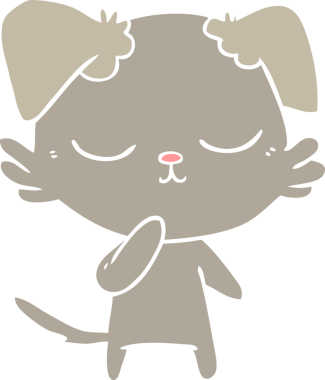 Bir insan tarafından çizilmiş şirin düz renkli çizgi film köpeği.