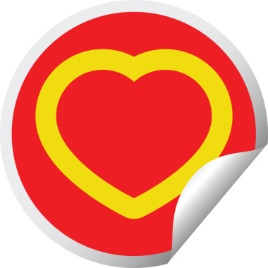 kalp grafik vektörü dairesel soyma etiketi bir insan tarafından çizilmiş