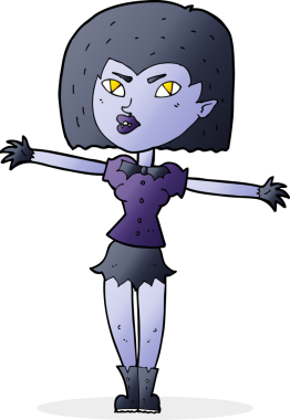 Bir insan tarafından çizilmiş vampir kız çizgi filmi.