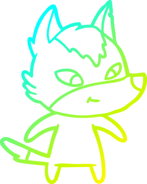 Bir insan tarafından çizilmiş dost canlısı bir kurt çizgi çizimi.