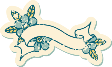 Bir pankartın ve bir insanın çizdiği çiçeklerin sembolik dövmeli resmi