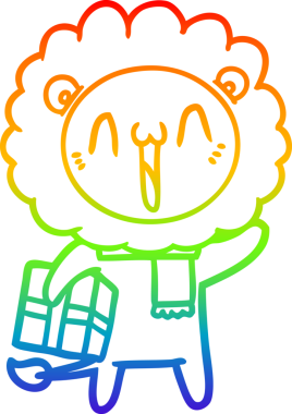 gökkuşağı gradyanı çizimi bir insan tarafından çizilmiş mutlu bir karikatür aslanı