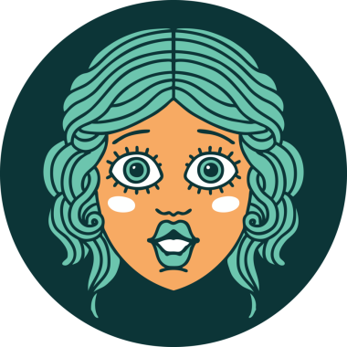 Bir insan tarafından çizilmiş kadın yüzünün ikonik dövme şekli