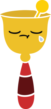 Bir insan tarafından çizilmiş okul çanının düz renkli retro karikatürü