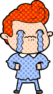 Bir insan tarafından çizilmiş ağlayan çizgi film adamı.