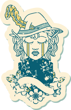 Retro Dövme Tarzı Ağlayan Elf Karakter Yüzü Bir İnsan Tarafından Çizilmiş Doğal Yüzü