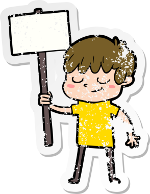 Bir insan tarafından çizilmiş mutlu bir çocuğun sıkıntılı çıkartması.