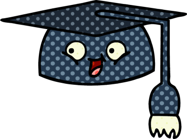 Bir insanın çizdiği mezuniyet şapkasının çizgi filmi.