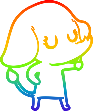 Gökkuşağı gradyan çizgisi bir insan tarafından çizilmiş şirin bir fil çizimi