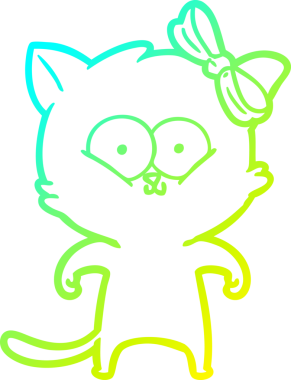 Bir insan tarafından çizilen çizgi film kedisinin soğuk gradyan çizgisi.