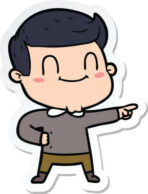 Bir insan tarafından çizilmiş, karikatür dostu bir adamın çıkartması.