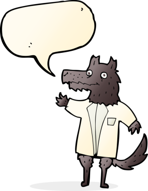 Bir insan tarafından çizilmiş konuşma balonu olan bir kurt adam.