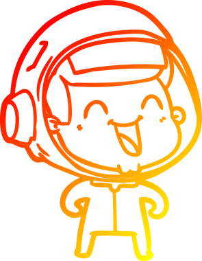 Bir insan tarafından çizilmiş mutlu bir astronotun sıcak çizgi çizimi