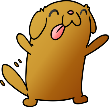 bir insan tarafından çizilmiş sevimli bir köpeğin gradyan çizimi kawaii