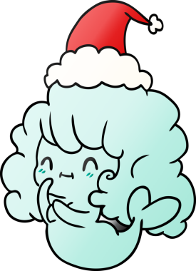 Bir insan tarafından çizilmiş Kawai hayaletinin el çizimi gradyan çizgi filmi.