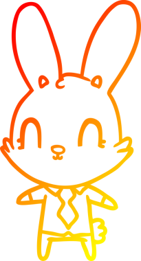 Bir insan tarafından çizilmiş gömlekli ve kravatlı şirin bir tavşan çizimi.