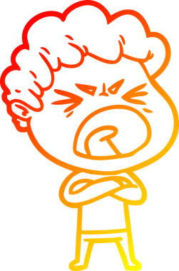 Bir insan tarafından çizilmiş kızgın bir adamın çizgi film çizimi.