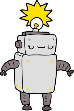 Bir insan tarafından çizilmiş çizgi film robotu