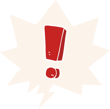 bir insan tarafından çizilmiş retro biçiminde konuşma baloncuğu ile çizgi film ünlem işareti