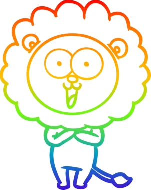 gökkuşağı gradyanı çizimi bir insan tarafından çizilmiş mutlu bir karikatür aslanı