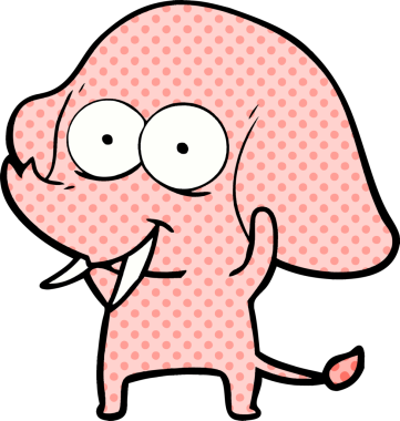 Bir insan tarafından çizilmiş mutlu bir fil.