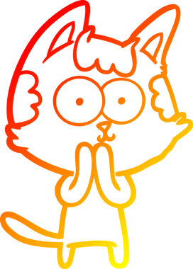 Bir insan tarafından çizilmiş mutlu çizgi film kedisinin sıcak çizgi çizgisi.