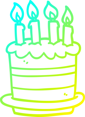 Bir insan tarafından çizilmiş bir doğum günü pastasının soğuk gradyan çizimi