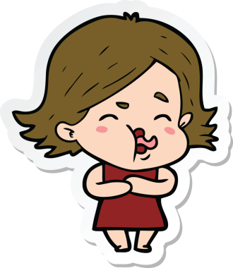 Bir insan tarafından çizilmiş bir karikatür kızının çıkartması.