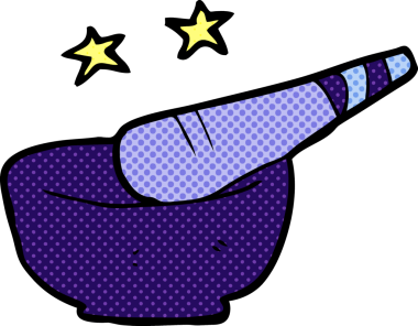 bir insan tarafından çizilmiş karikatür tokmağı ve havan topu