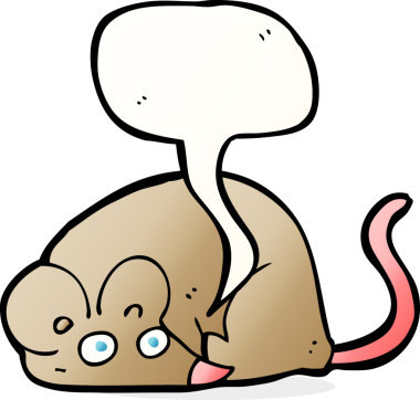 bir insan tarafından çizilmiş konuşma balonu olan çizgi film faresi