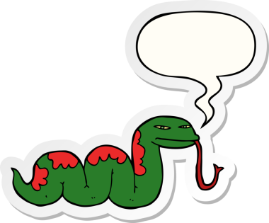 Bir insan tarafından çizilmiş konuşma balonu çıkartmalı sürüngen yılan.