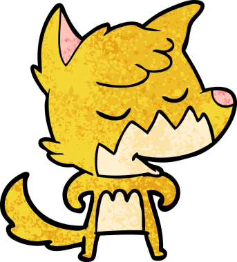 Bir insan tarafından çizilmiş dost canlısı çizgi film tilkisi