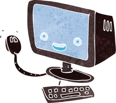 bir insan tarafından çizilmiş karikatür bilgisayarı