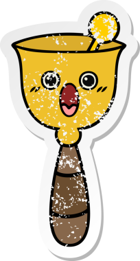 Bir insan tarafından çizilmiş şirin bir okul çanının sıkıntılı çıkartması.