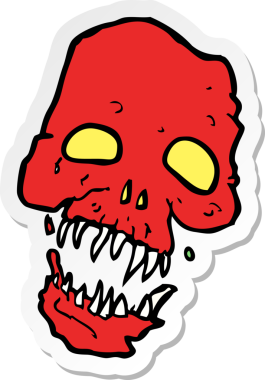 Bir insan tarafından çizilmiş korkunç bir kafatasının çıkartması.