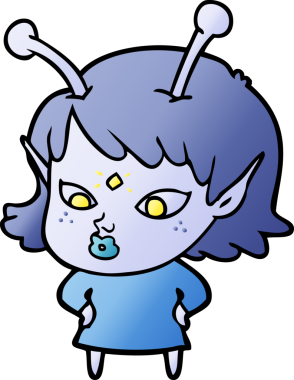 Bir insan tarafından çizilmiş güzel uzaylı kız.