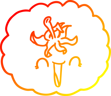 Bir insan tarafından çizilmiş mutlu domates çizgi çizimi.