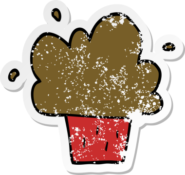 Bir insan tarafından çizilmiş karikatür kekinin sıkıntılı çıkartması.