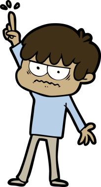 Bir insan tarafından çizilmiş sinirli çizgi film çocuğu.