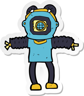 Bir insan tarafından çizilmiş derin deniz dalgıcının çıkartması.