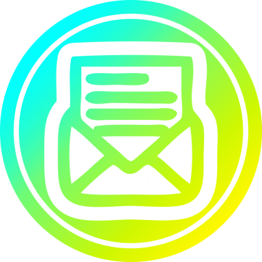 Zarf harfi dairesel simgesi, bir insan tarafından çizilen havalı gradyan bitiş