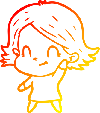 Bir insan tarafından çizilmiş, karikatür dostu bir kız çizimi.